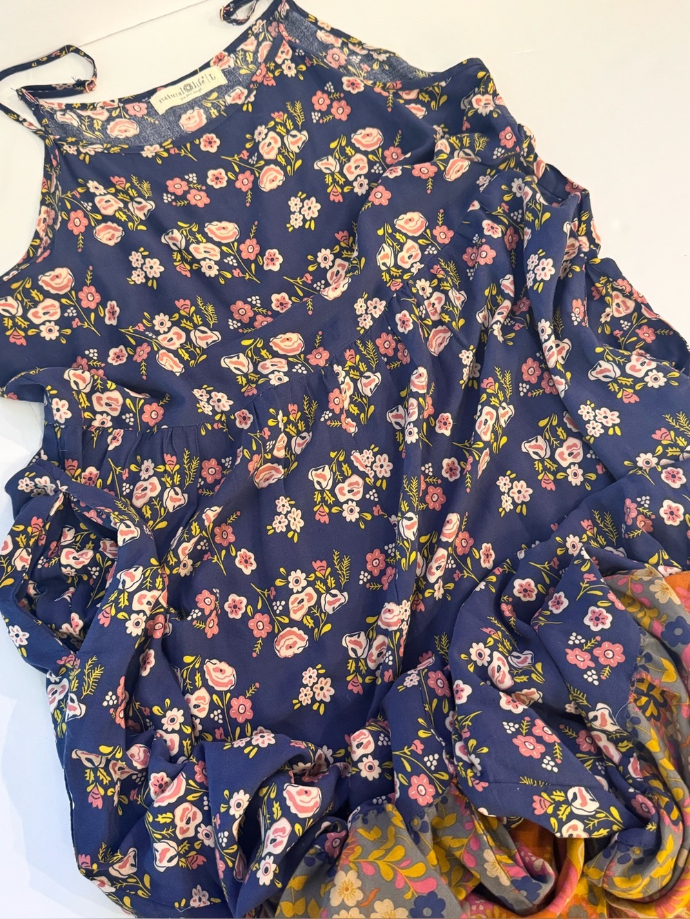 Natural Life "Zoe" Wide-Leg Jumpsuit in Slate Blue Floral Blooms - Picture 8 of 16